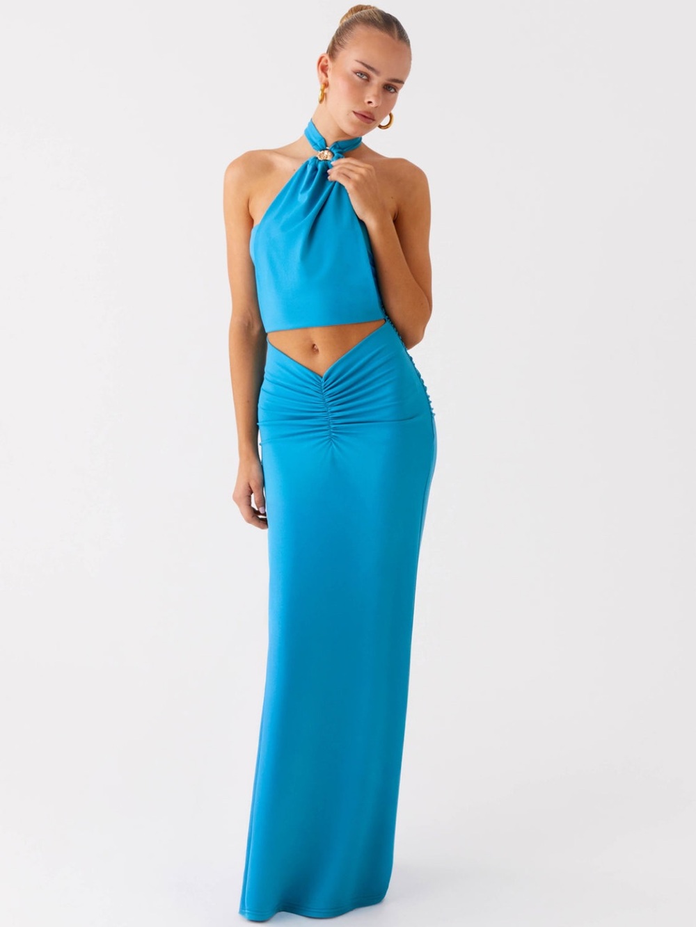 Peppermayo Blue Halter Maxi Dress
